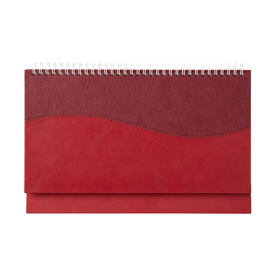 Calendar de birou Kostenets, 30 x 15.5 cm, hârtie offset galbenă, roșu