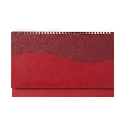 Calendar de birou Kostenets, 30 x 15.5 cm, hârtie offset galbenă, roșu