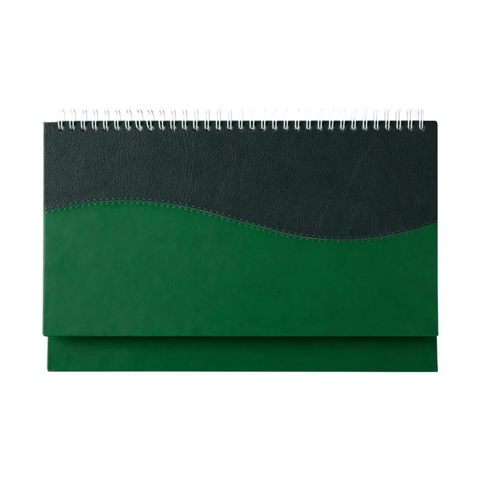 Calendar de birou Kostenets, 30 x 15.5 cm, hârtie offset galbenă, verde