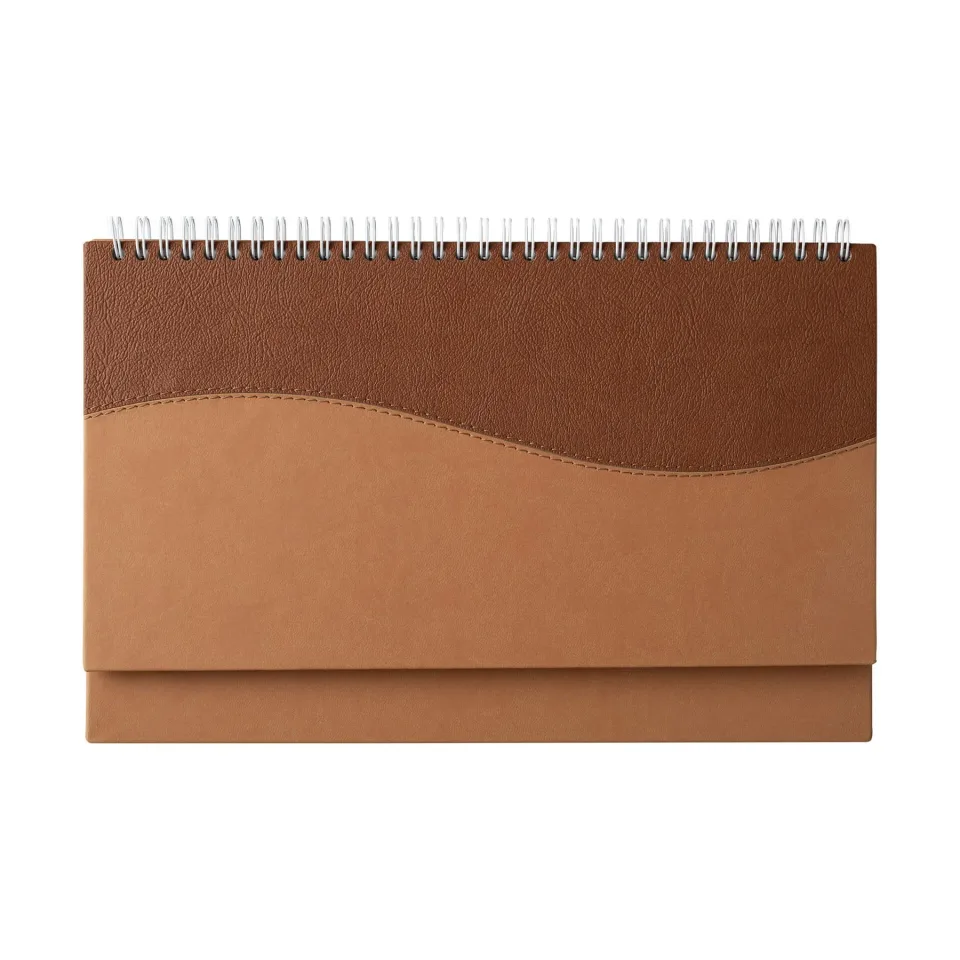 Calendar de birou Kostenets, 30 x 15.5 cm, hârtie offset galbenă, maro