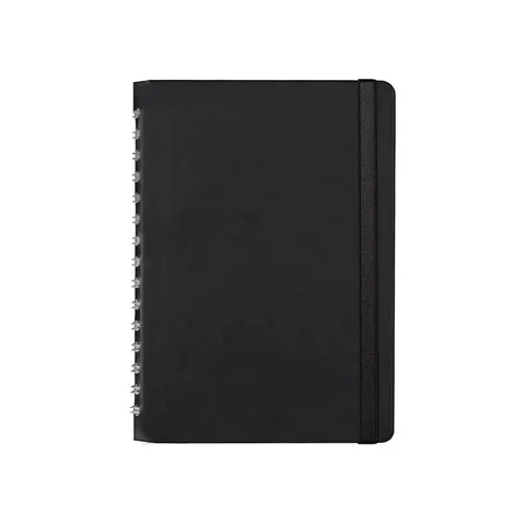 Planner-caiet, A5, datat, cu spirală și elastic, deluxe, negru