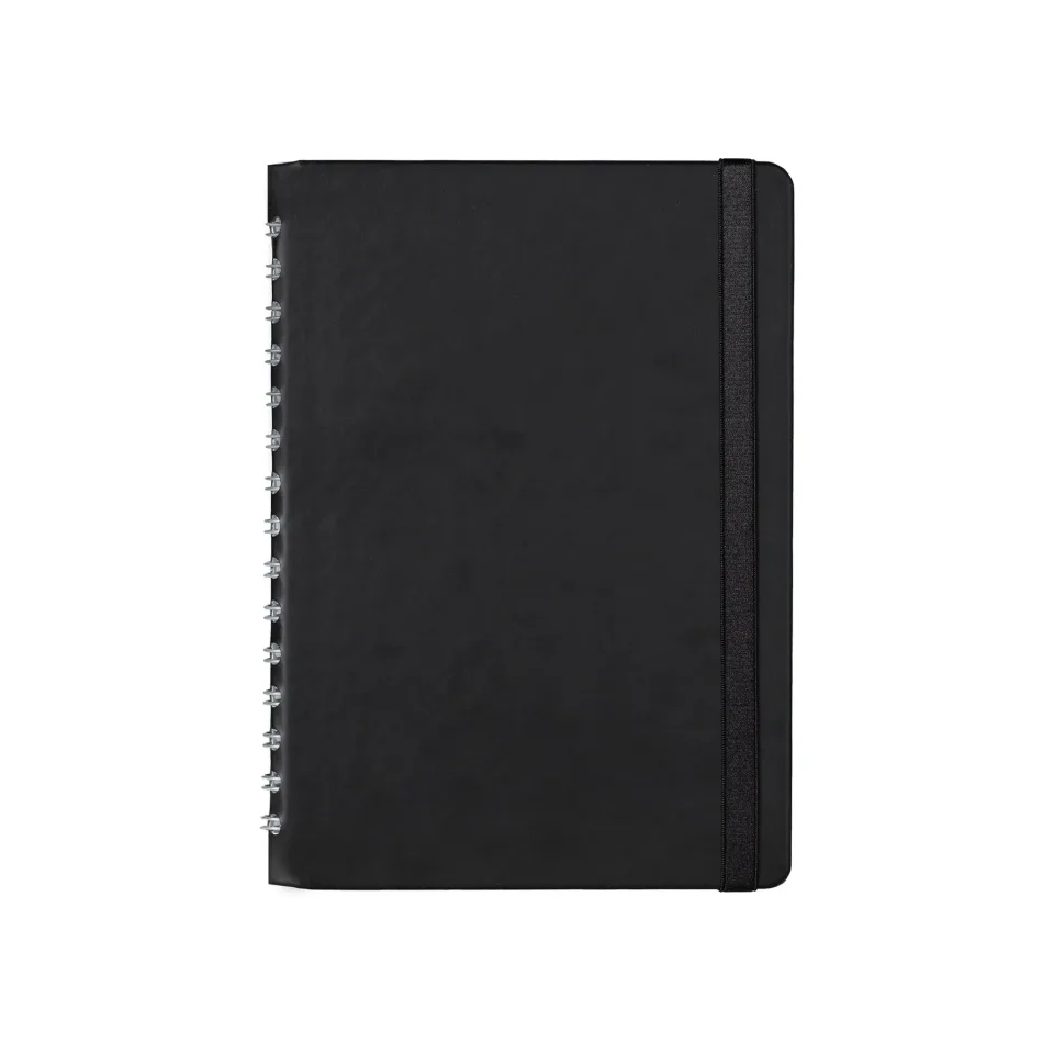 Planner-caiet, A5, datat, cu spirală și elastic, deluxe, negru