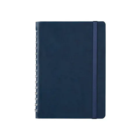 Planner, A5, datat, cu spirală și elastic, lux, albastru