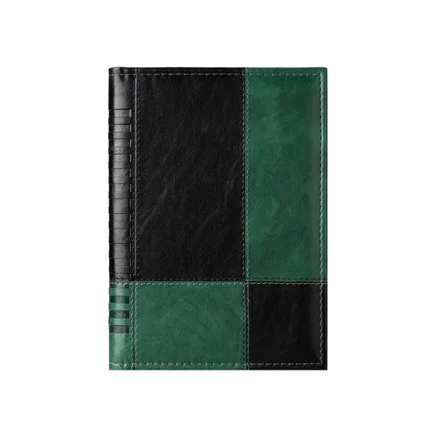 Planner-caiet Madeira, lux, datat, A5, copertă din piele, negru-verde