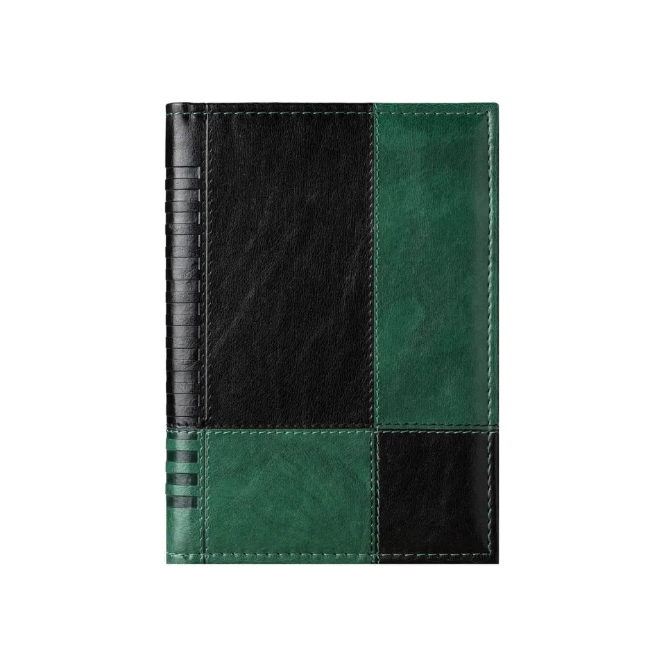 Planner-caiet Madeira, lux, datat, A5, copertă din piele, negru-verde
