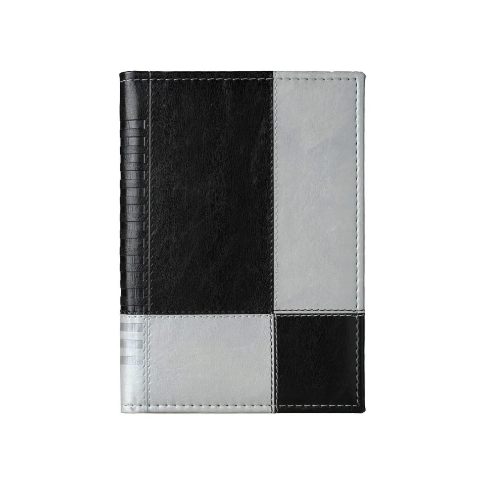 Planner Madera, lux, datat, A5, copertă din piele, negru-argintiu