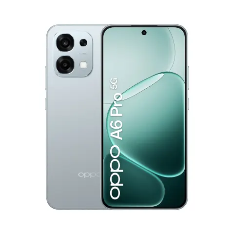 Smartphone Oppo A6 Pro, 5G, 256 GB, 8 GB RAM, cameră 50 MP, 6500 mAh, 6.57'', titaniu
