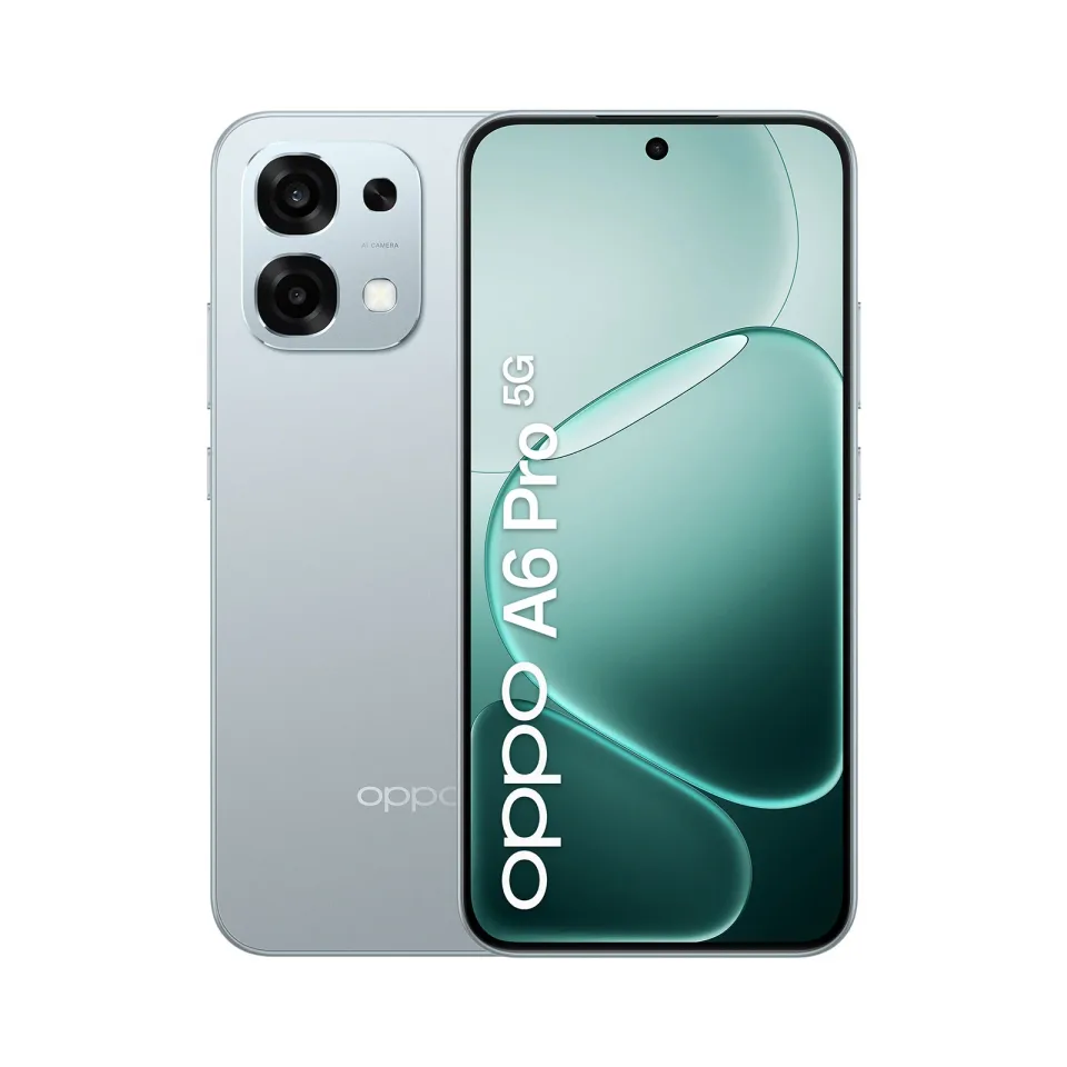 Smartphone Oppo A6 Pro, 5G, 256 GB, 8 GB RAM, cameră 50 MP, 6500 mAh, 6.57'', titaniu