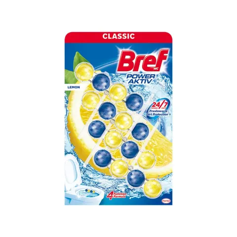 Odorizant pentru toaletă Bref Power Aktiv, lămâie, 4 x 50 g