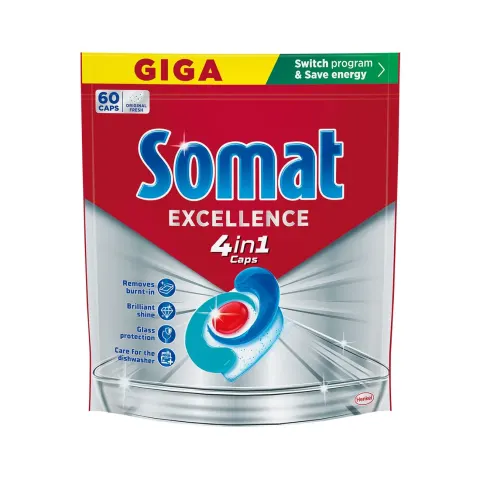 Tablete pentru mașina de spălat vase Somat Giga Excellence, 4 în 1, 60 buc.