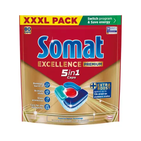 Tablete pentru mașina de spălat vase Somat XXXL Excellence, 5 în 1, 80 buc.