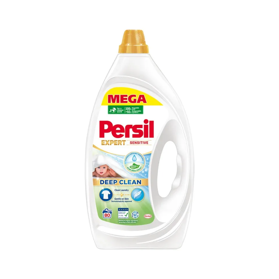 Detergent de rufe Persil Mega Sensitive, gel, 3.55 L, pentru 80 de spălări