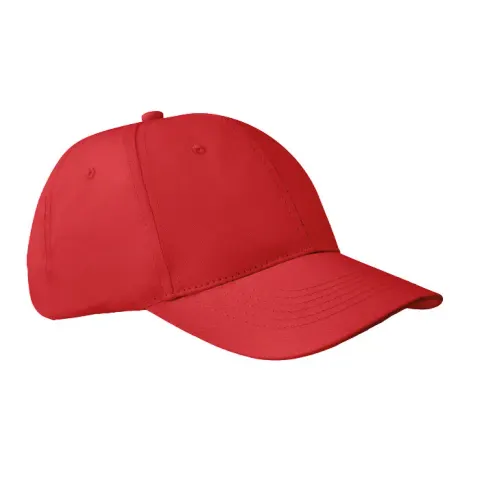 Șapcă de baseball, 6 panouri, bumbac, 160 g/m2, roșie
