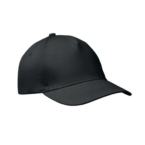 Șapcă de baseball, 5 panouri, pentru copii, bumbac, 180 g/m2, neagră