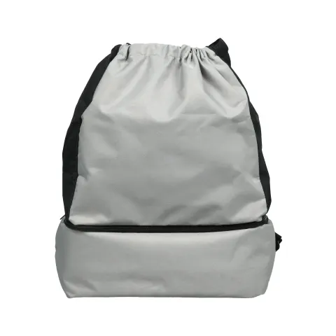 Rucsac Sport, tip sac cu șnur, cu fund dublu, poliester 300D, gri