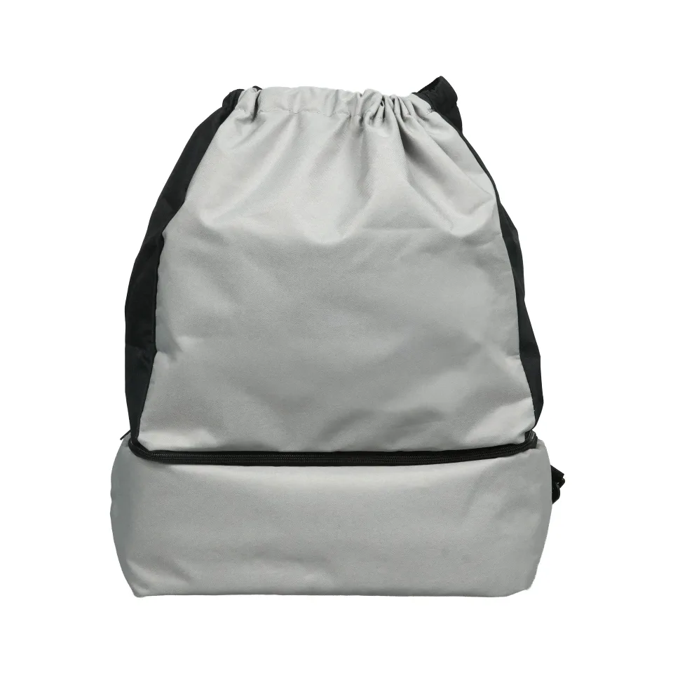 Rucsac Sport, tip sac cu șnur, cu fund dublu, poliester 300D, gri
