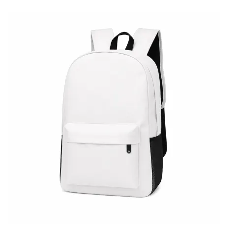 Rucsac, sport, poliester 600D, cu buzunar frontal cu fermoar, alb