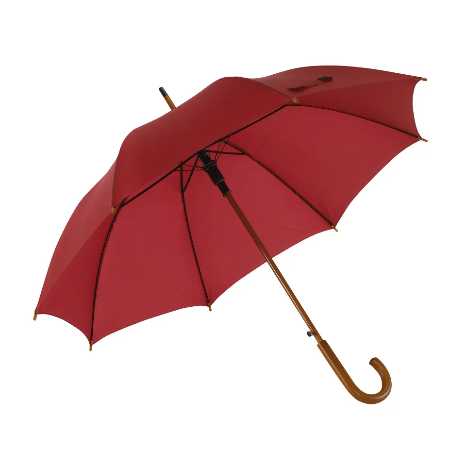 Umbrelă Office 1, automată, cu mâner curbat din lemn, 103 cm, bordo