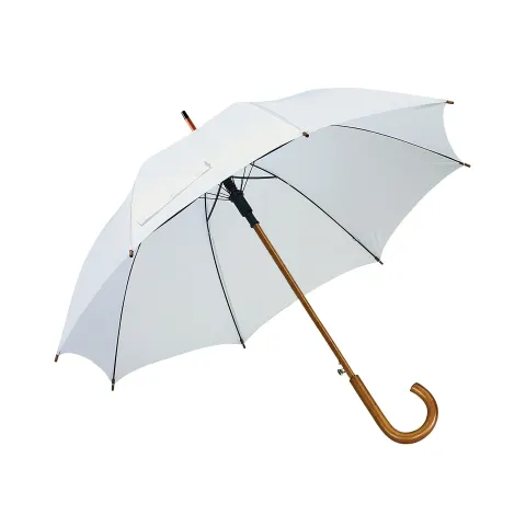 Umbrelă Office 1, automată, cu mâner curbat din lemn, 103 cm, albă