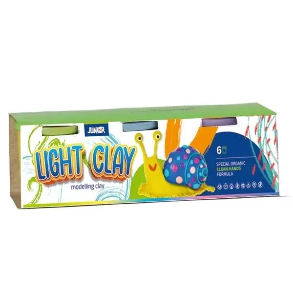 Pastă de modelaj Junior Light Clay, 6 buc. x 90 g, asortat