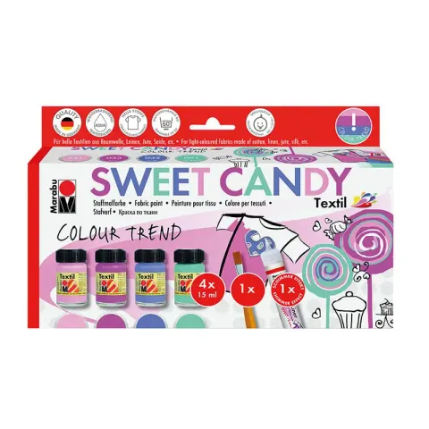Vopsea textilă Marabu Textil Sweet Candy, 15 ml, 4 buc.