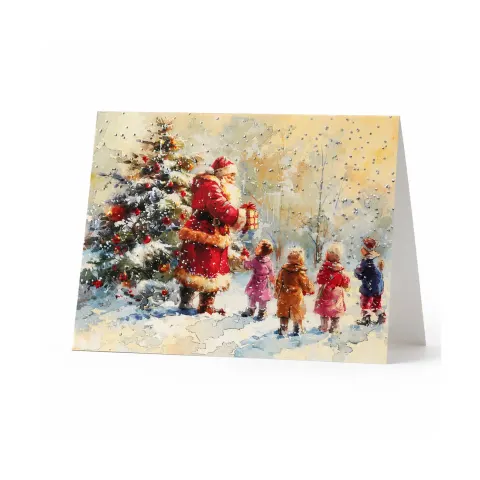 CARTE POȘTALĂ DESIGN CRĂCIUN 2 CU LAC 11/15CM CU PLIC 4+0