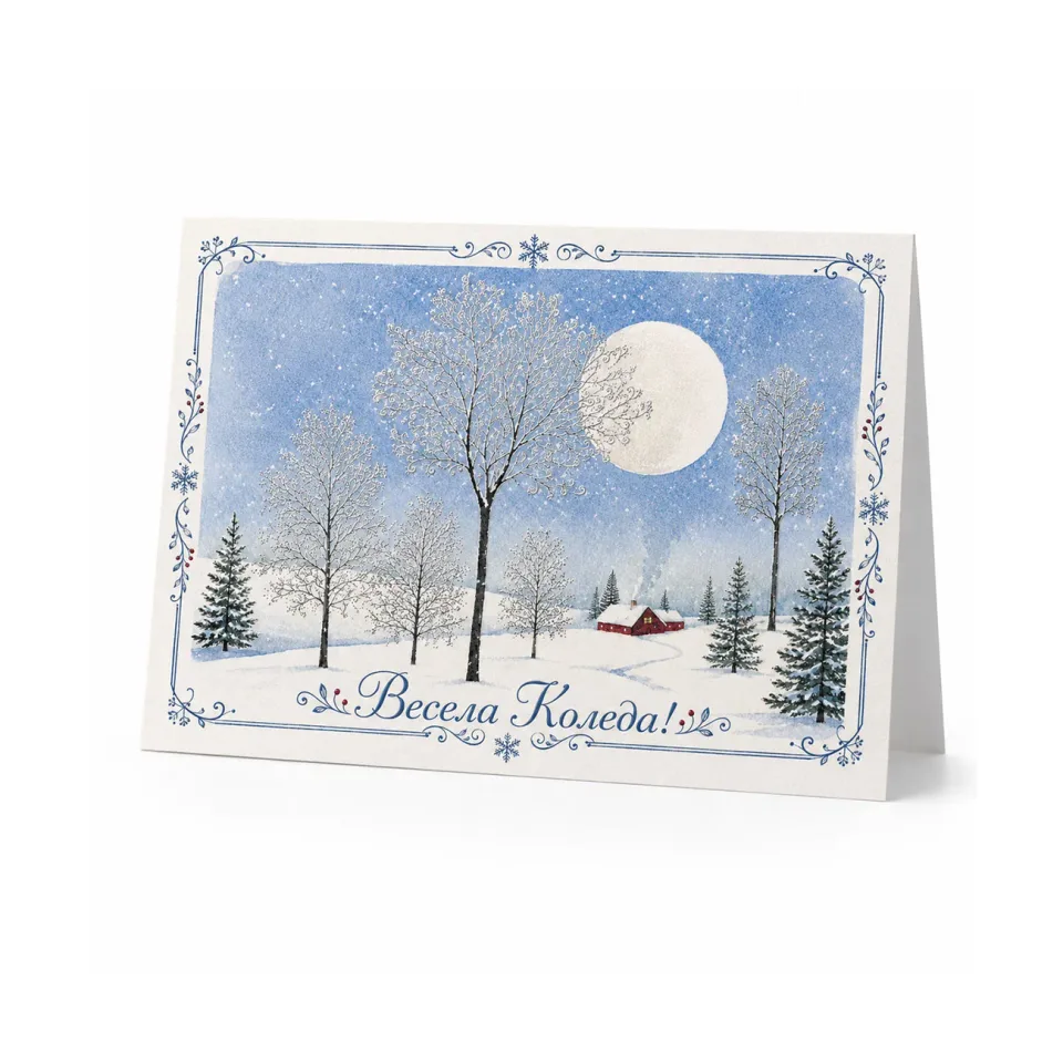 CARD DE CRĂCIUN DESIGN 3 CU LAC 11/15CM CU PLIC 4+0