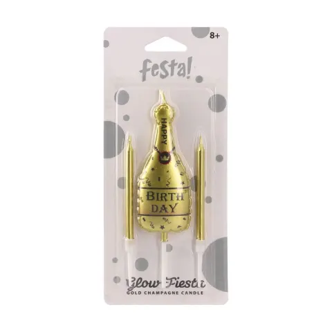 LUMÂNARE DE TORT FESTA ȘAMPANIE LA MULȚI ANI AURIU