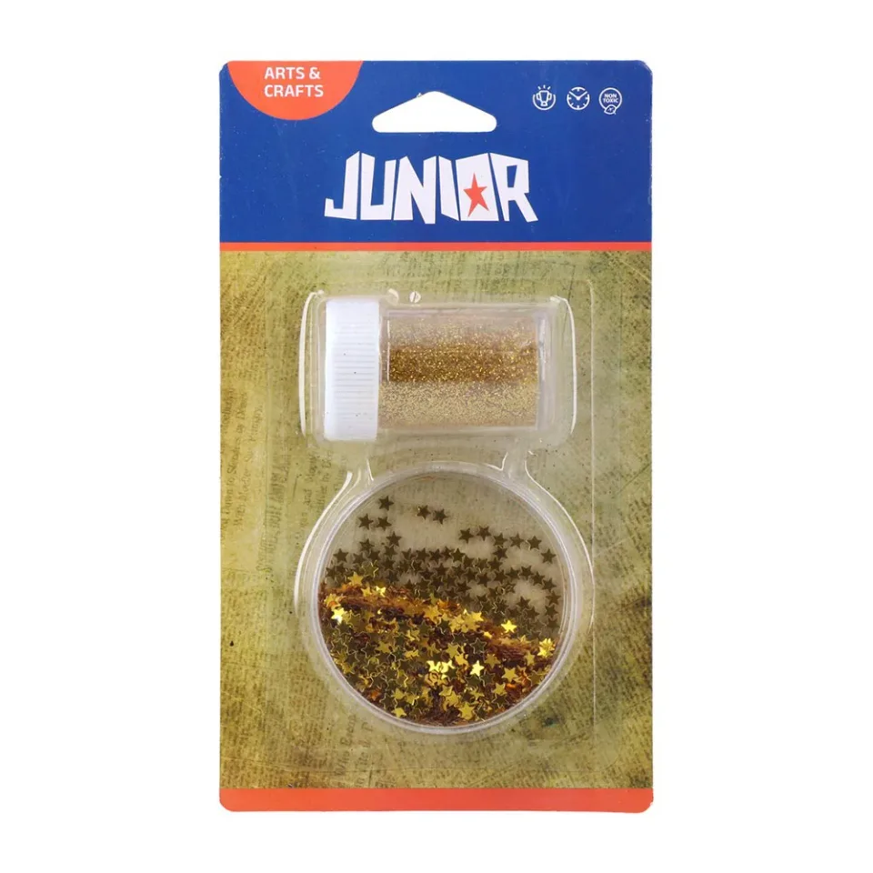 SET JUNIOR CU PAIETE STELE ȘI SCLIPICI AURIU PENTRU DECORAȚII