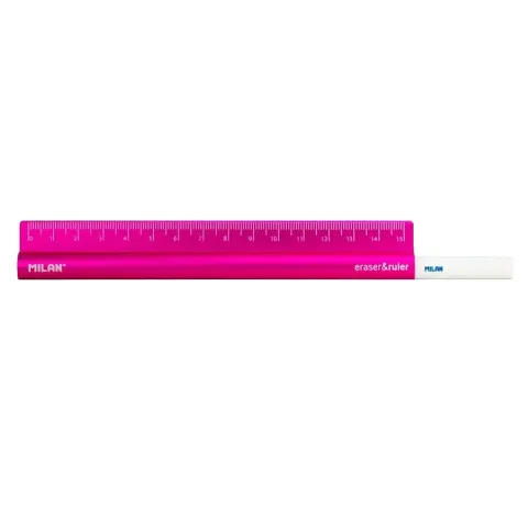Riglă Milan Metal Touch, cu radieră, 15 cm, asortate