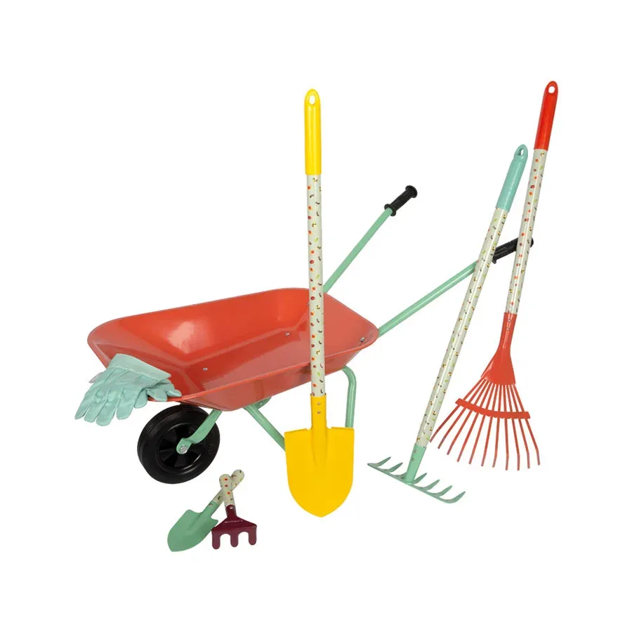 SET DE INSTRUMENTE DE GRĂDINĂRIT SMALL FOOT CU CĂRUȚ ȘI 7 PIESE