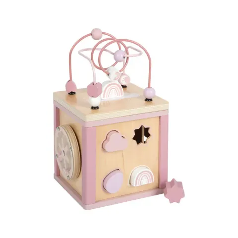 CUB EDUCAȚIONAL DIN LEMN SMALL FOOT 15/15/25 CM ROZ