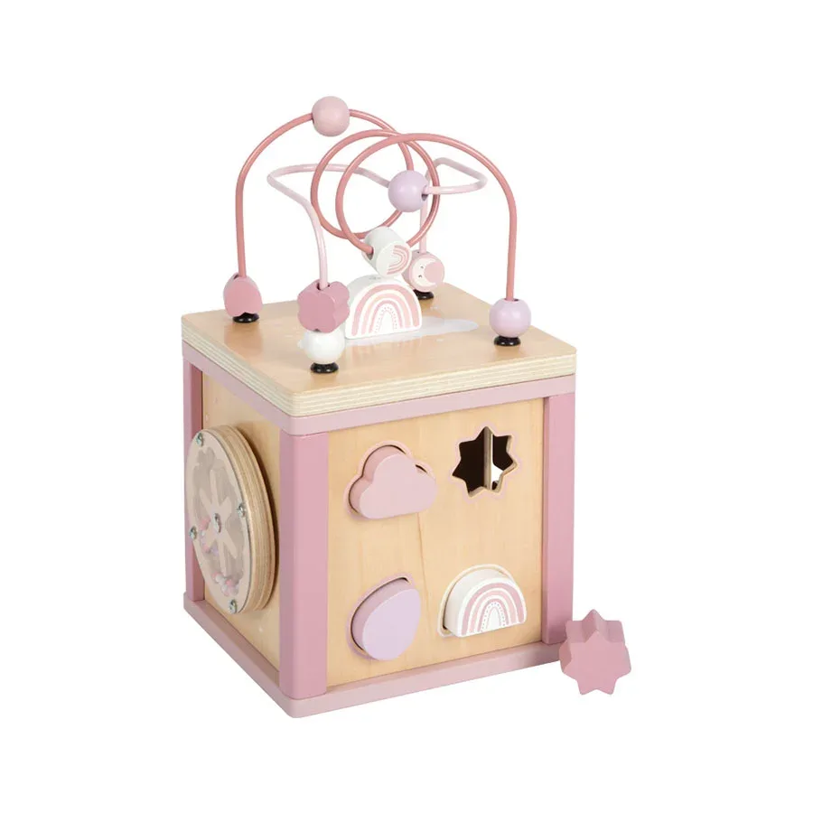 CUB EDUCAȚIONAL DIN LEMN SMALL FOOT 15/15/25 CM ROZ