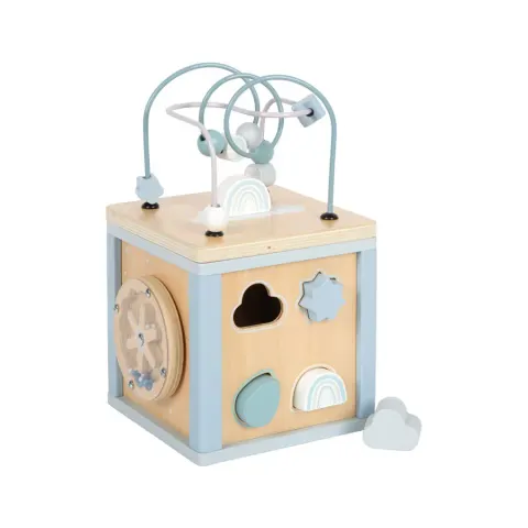 CUB EDUCAȚIONAL DIN LEMN SMALL FOOT 15/15/25 CM ALBASTRU