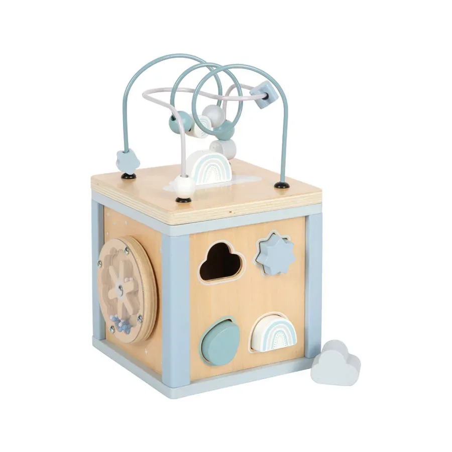 CUB EDUCAȚIONAL DIN LEMN SMALL FOOT 15/15/25 CM ALBASTRU