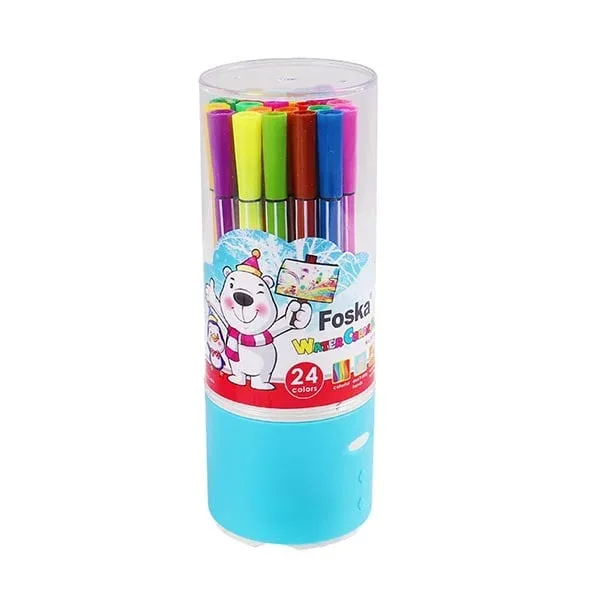 Pixuri cu vârf de fetru Foska, 24 de culori, în borcan