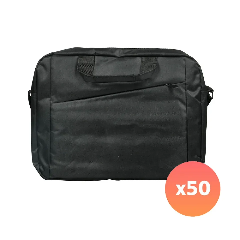 Geantă Toploader pentru Laptop, 15.6'', Poliester 300D, Branded, Negru, 50 Bucăți