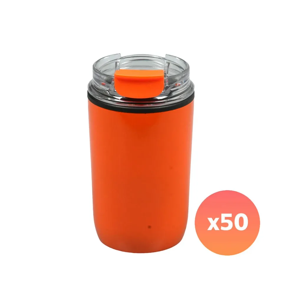Cana de Călătorie Jansen din Oțel Inoxidabil cu Pereți Dubli, 300 ml, Branduită, Portocalie, 50 Bucăți