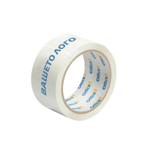 BANDĂ ADEZIVĂ PVC 48MM/50M ALBĂ CU PRINT 3+0