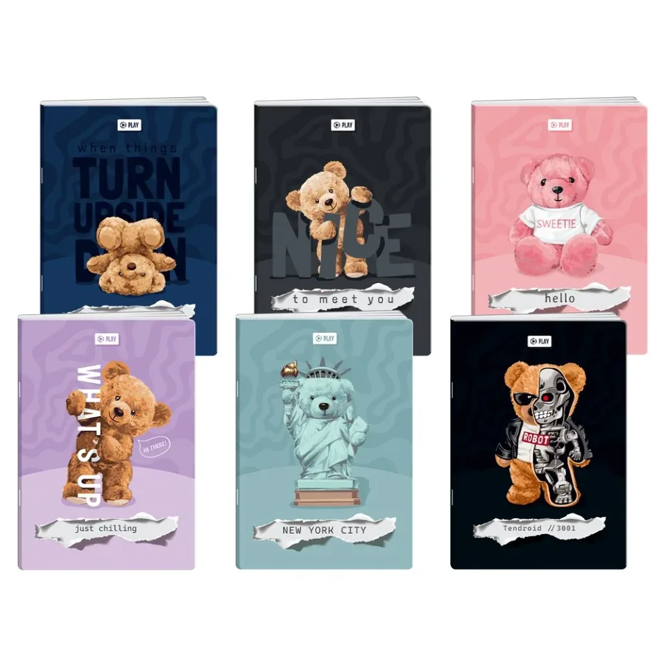 Caiet Play Teddy Bears Premium, A4, Liniatură Lată, Hârtie Offset, Copertă Moale, 40 Foi, Divers, 1 Bucată