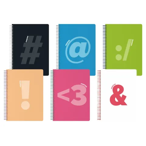 Caiet Play Hashtag, A4, cu linii late, hârtie offset, copertă moale, spiralat, 50 file, asortat, 1 bucată