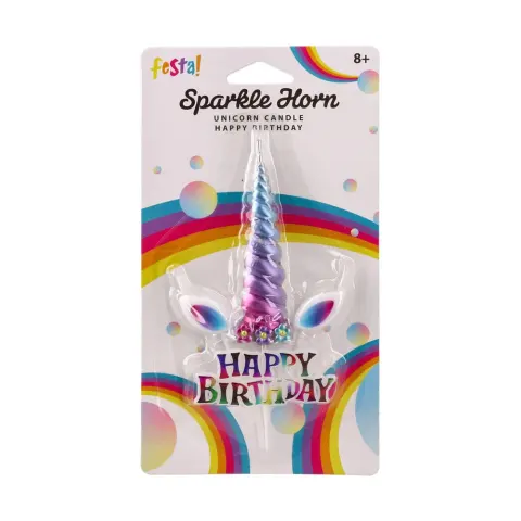 Lumânare pentru tort Festa, La mulți ani - Unicorn