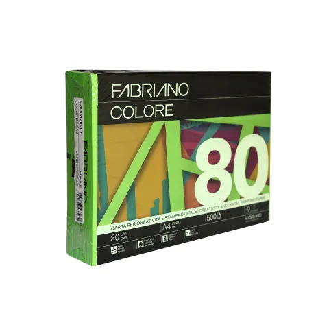 Hârtie colorată pentru copiator Fabriano Colore, A4, 80 g/m?, verde iarbă, 500 coli