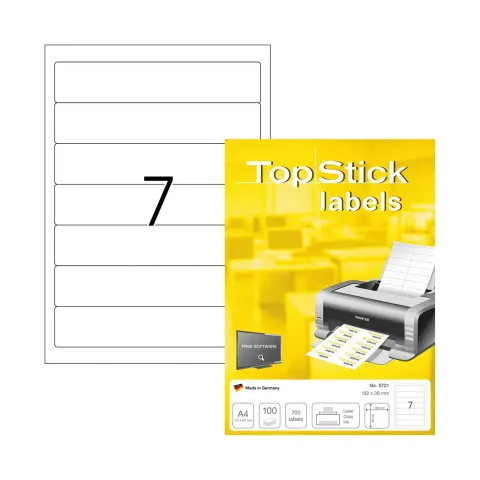 Etichete autoadezive Top Stick, A4, 192 x 38 mm, 7 etichete pe coală, 100 de coli