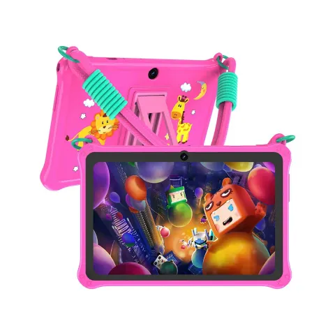 Tabletă Pritom K7PRO, 7'', cu șnur, cu procesor cu patru nuclee, 32 GB, 2 GB RAM, Android 13, roz