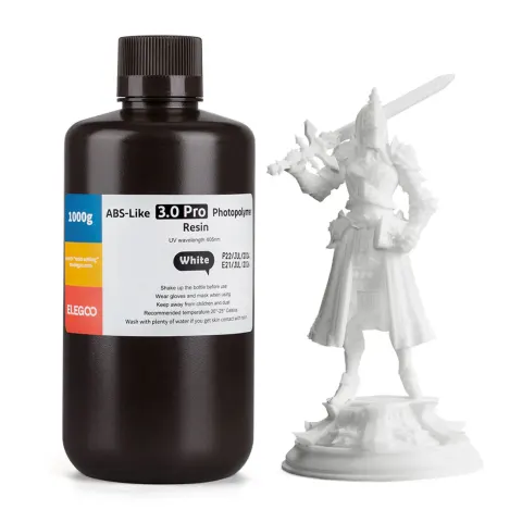 Rășină Elegoo ABS-Like 3.0 Pro pentru imprimantă 3D, 1 kg, alb