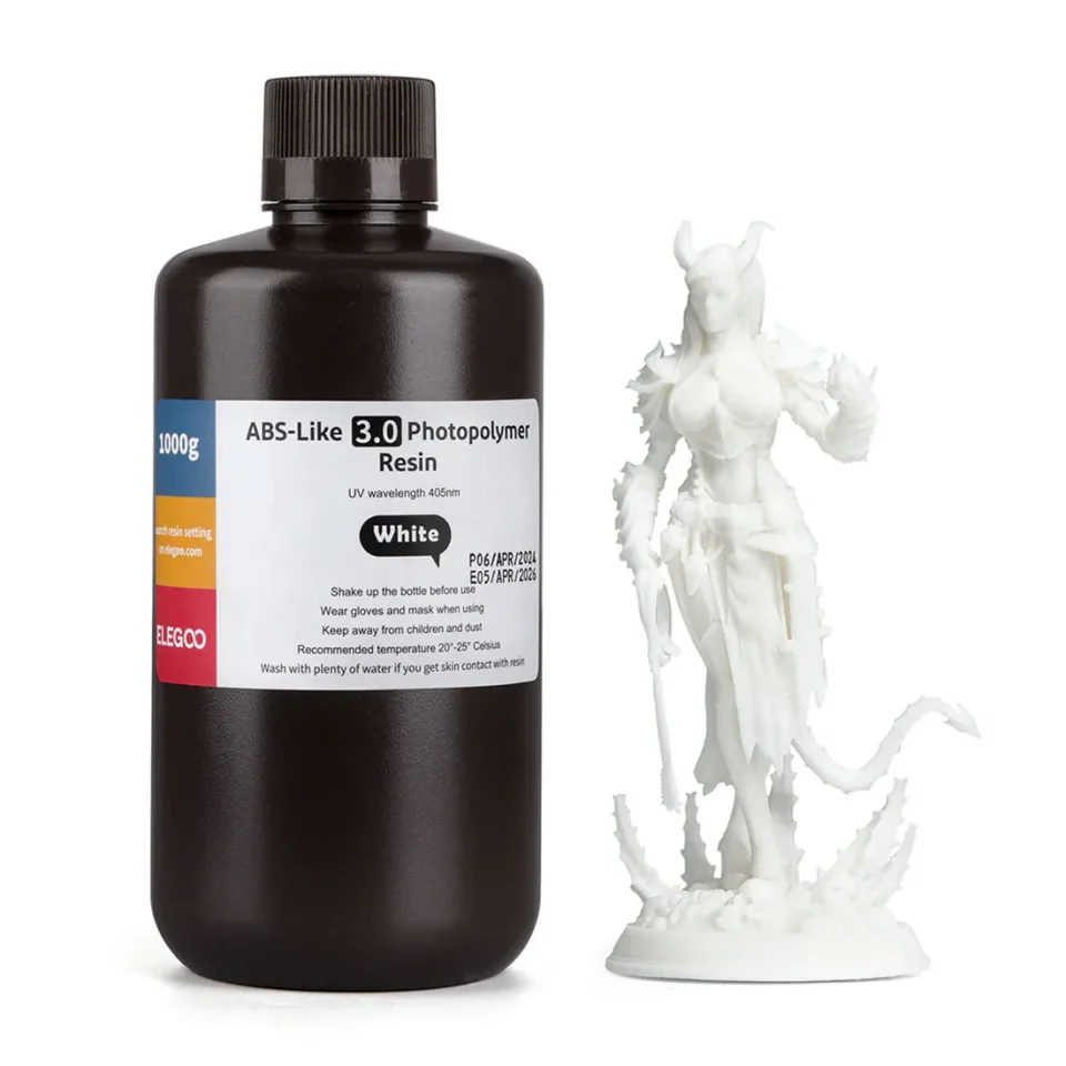Rășină pentru imprimantă 3D Elegoo ABS-Like 3.0, 1 kg, albă