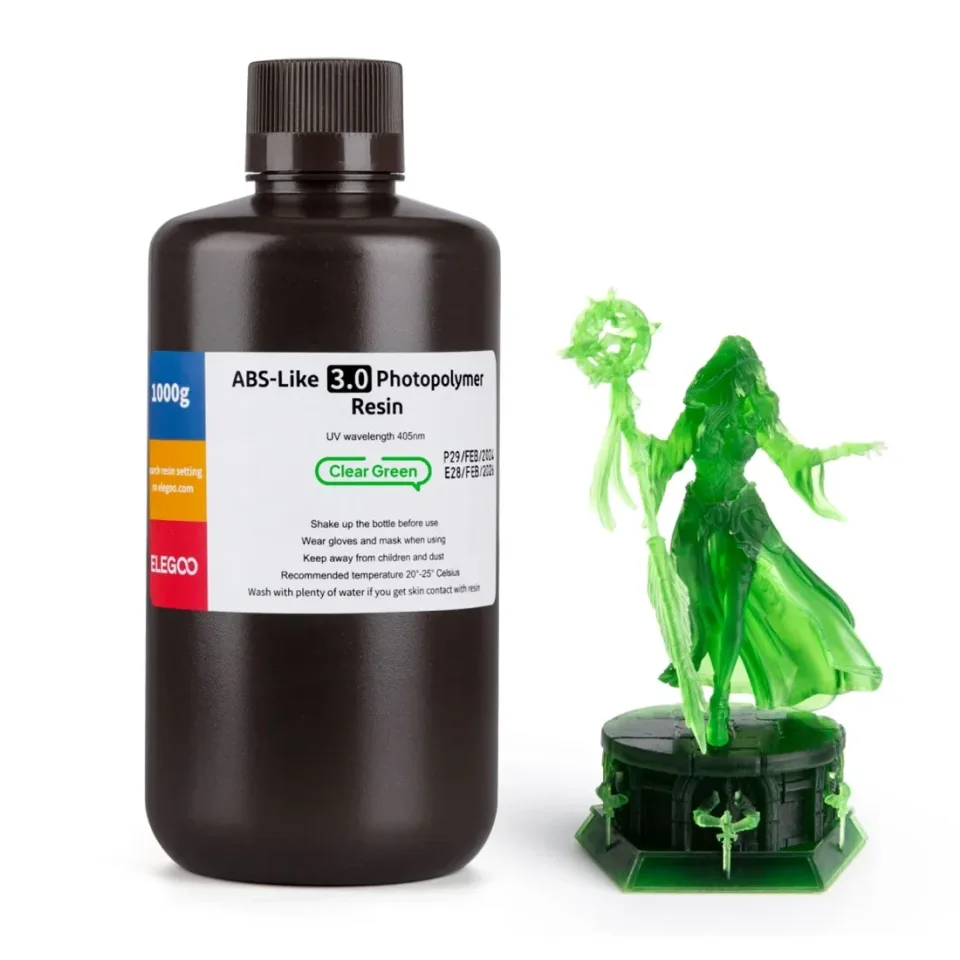 Rășină pentru imprimantă 3D Elegoo ABS-Like 3.0, 1 kg, verde aprins