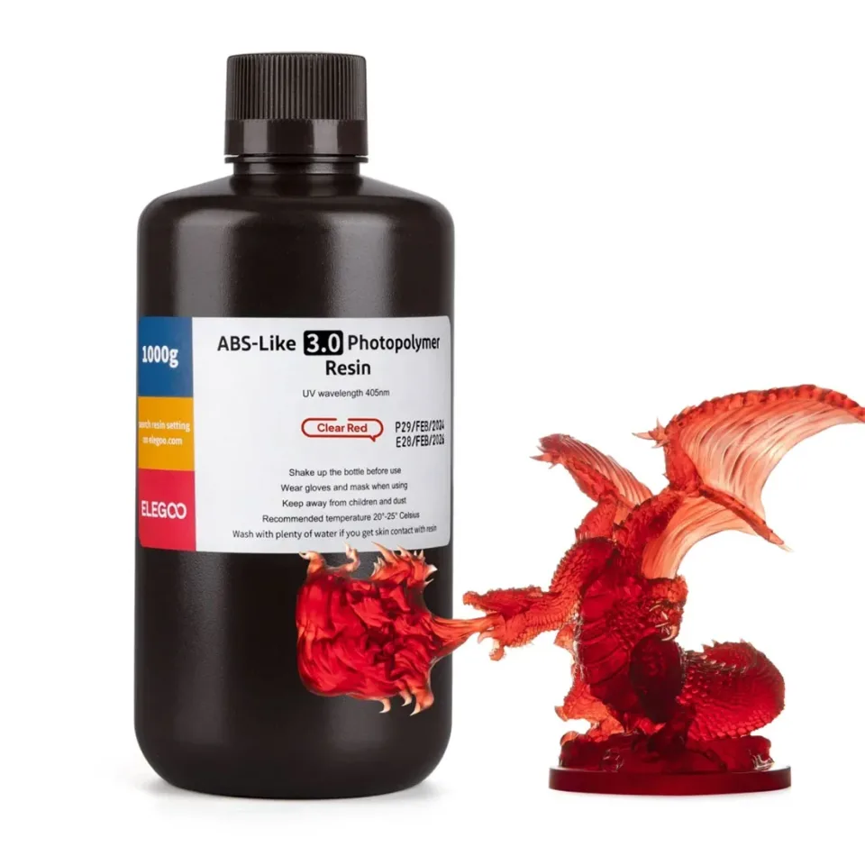 Rășină pentru imprimantă 3D Elegoo ABS-Like 3.0, 1 kg, roșu aprins