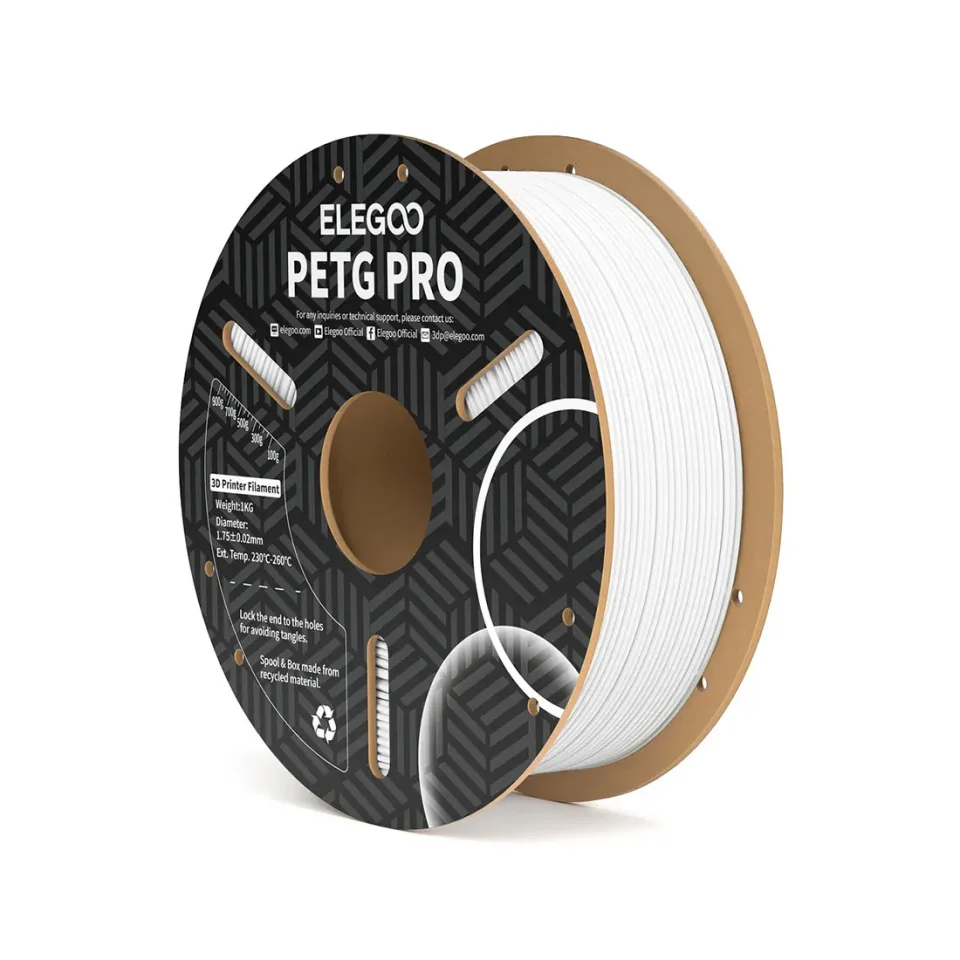 Filament pentru imprimantă 3D Elegoo PETG Pro, 1.75 mm, 1 kg, alb